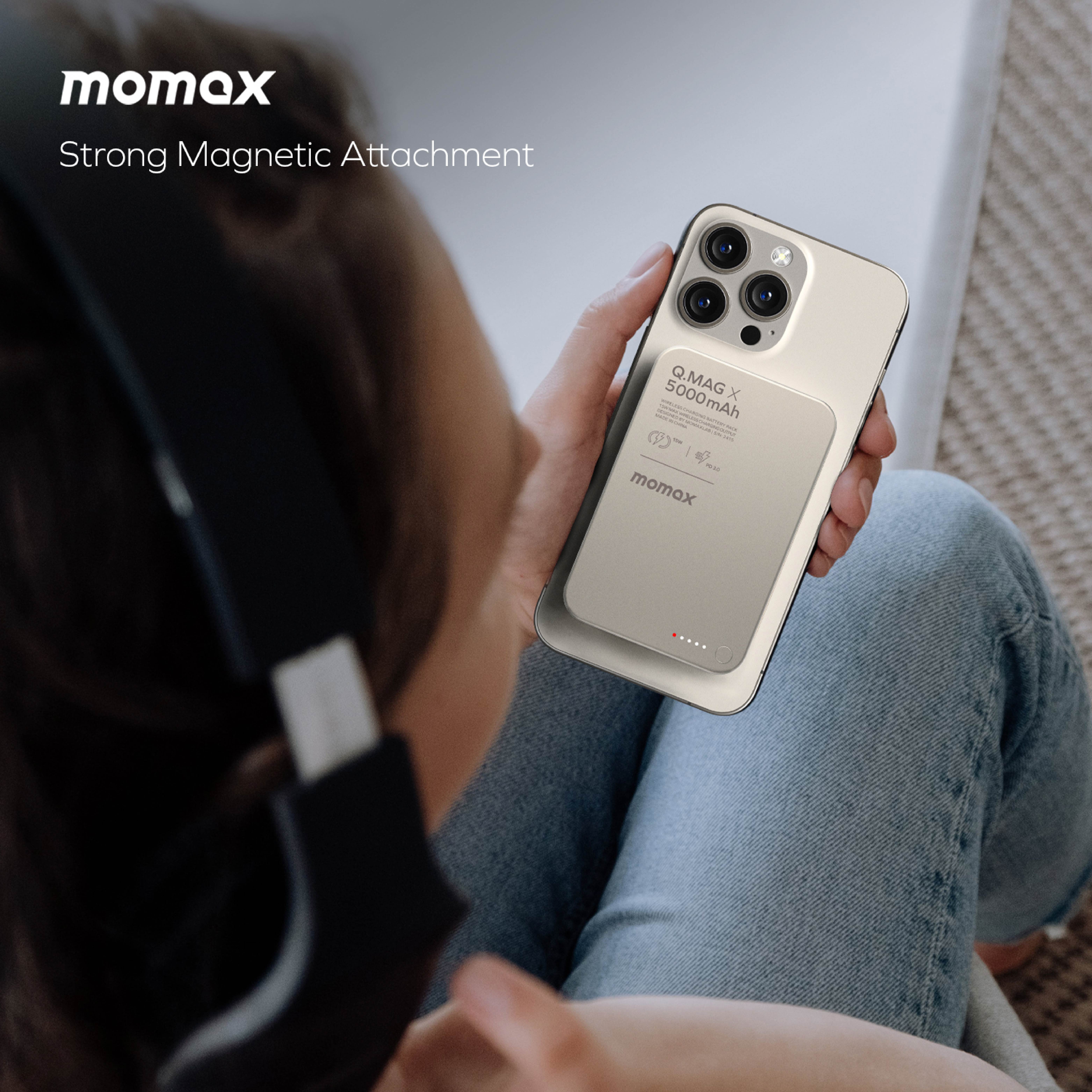 پاوربانک بیسیم  مگنتیک 15 وات 5000 میلی‌آمپر مومکس مدل Momax Q.Mag X IP116